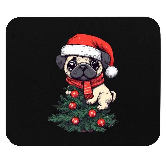 Christmas Pug - Adorable Tree Guardian Mouse Pads