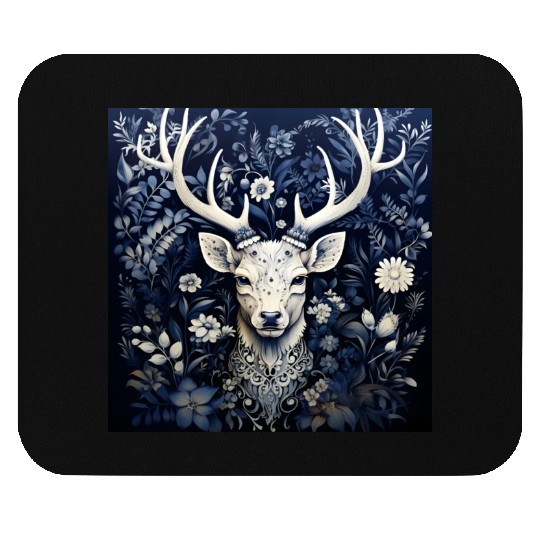 Enchanted Forest Deer Winter Bloom Mouse Pads