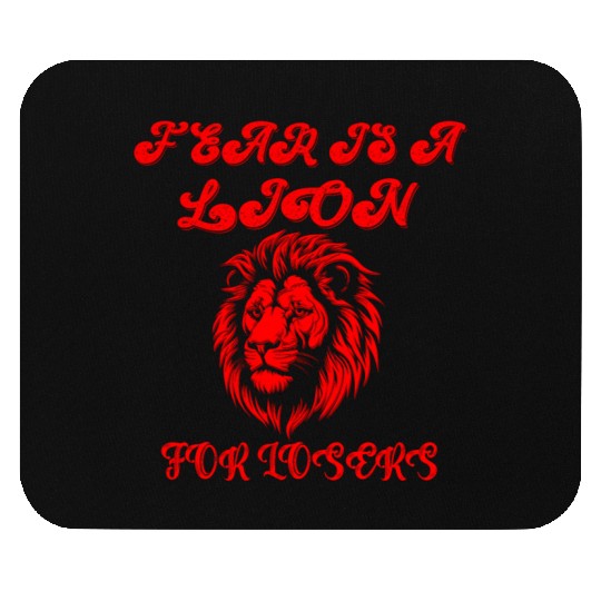 Defeating Fear with Courageous Lion Graphic. Mouse Pads