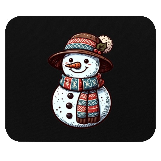Winter Wonderland: Charming Snowman Illustration Mouse Pads