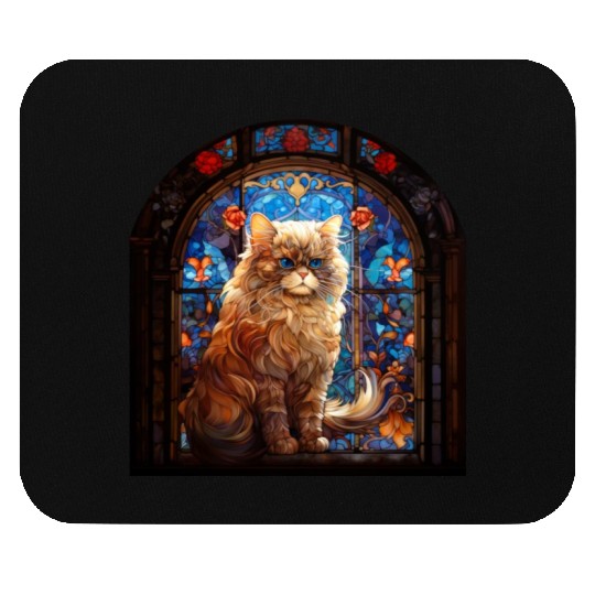 Persian cat in stained glass Mouse Pads