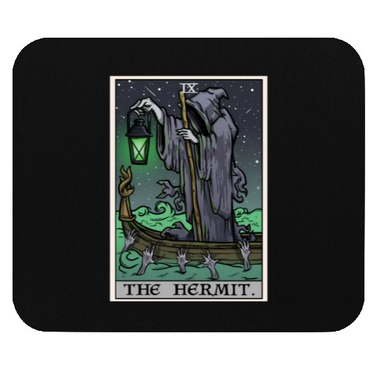 The Hermit Tarot Card Gothic Halloween Grim Reaper Mouse Pads