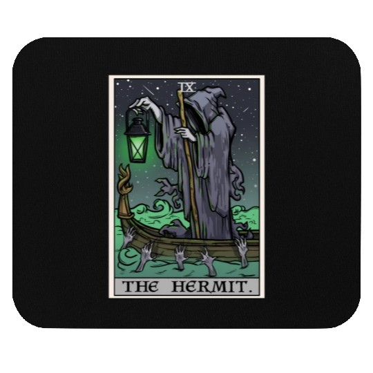 The Hermit Tarot Card Gothic Halloween Grim Reaper Mouse Pads