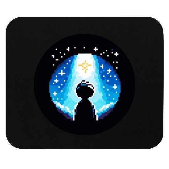 Digital Night Sky - 8-Bit Childhood Dreams Mouse Pads