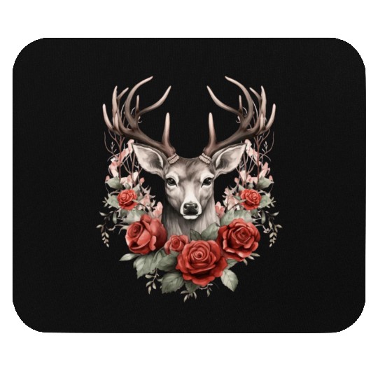 Gothic Deer Forest Animals Roses Mouse Pads