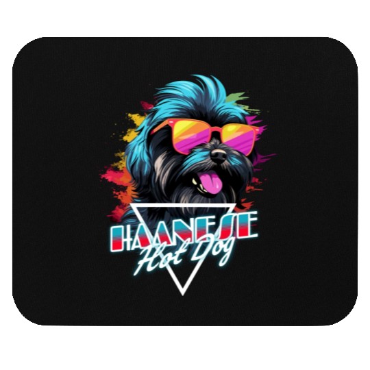 Retro Wave Havanese Hot Dog Mouse Pads