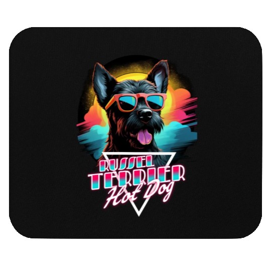 Retro Wave Jack Russel Terrier Hot Dog Mouse Pads