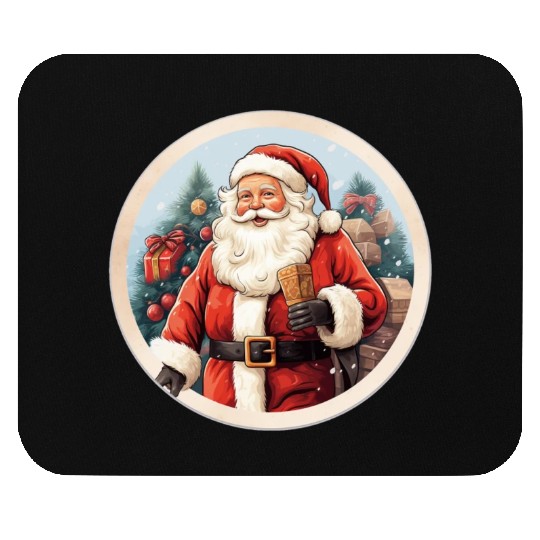 3D christmassticker circle Santa Claus Mouse Pads