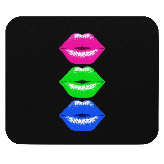 3 Kissing Lips Neon Colors Mouse Pads