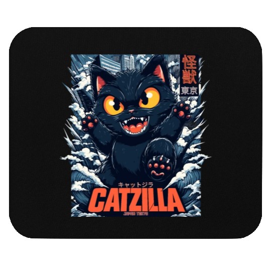 Kaiju Catzilla in Japan Tokyo Mouse Pads