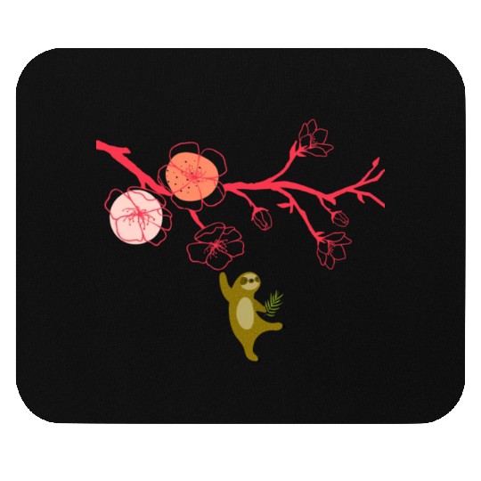 Japanese cherry blossoms and sloth Mouse Pads