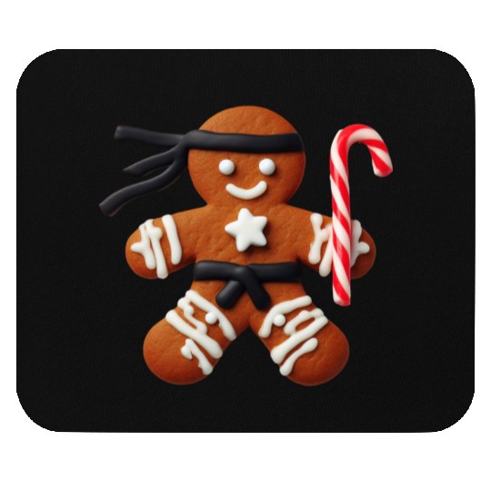 Funny Ninja Gingerbread Man Cookie Candy Cane Mouse Pads