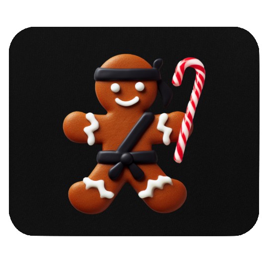 Funny Ninja Gingerbread Man Cookie Candy Cane Mouse Pads