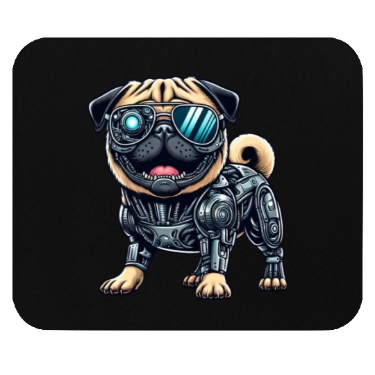 Pug Cyborg - Bionic Robot Dog Mouse Pads