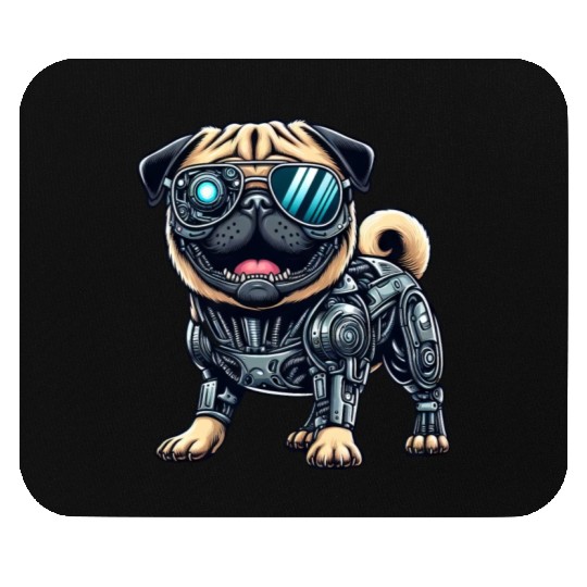 Pug Cyborg - Bionic Robot Dog Mouse Pads