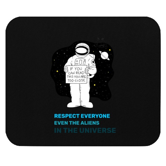 Black White Astronauts and Aliens Mouse Pads