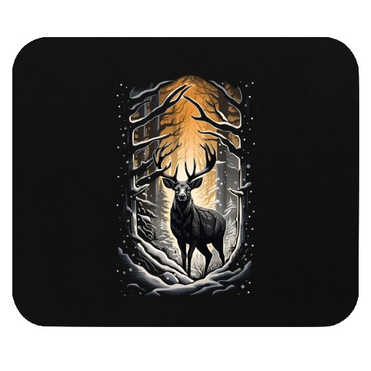 Deer in a snowy forest Mouse Pads