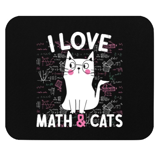 I Love Math and Cats Feline Lover Mouse Pads