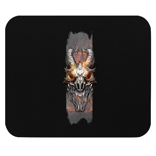 Inferno Remnants: Dragon Skull Aflame Mouse Pads