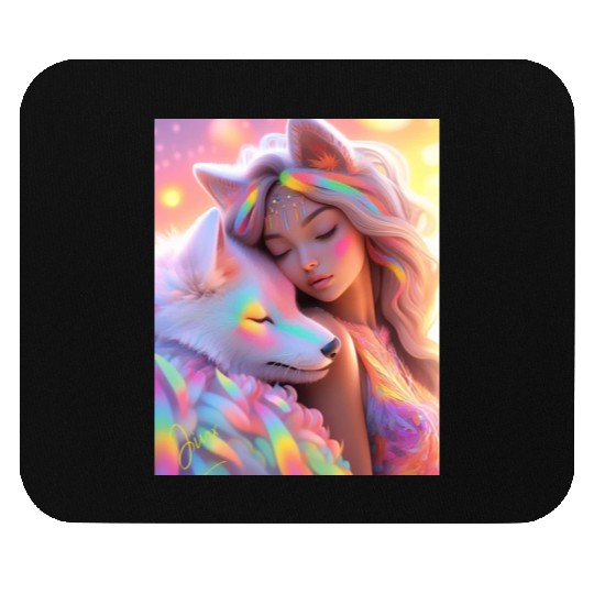 Rainbow Friends - White Wolf and Girl Mouse Pads