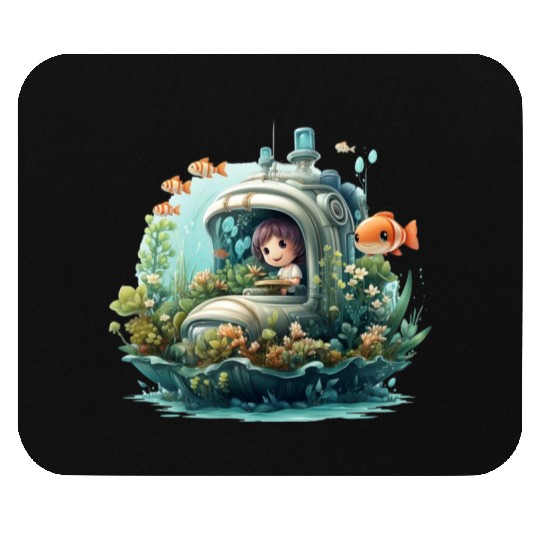 A delightful kawaii book submarine exploring Mouse Pads