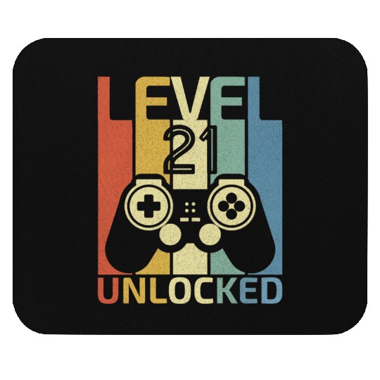 Level 21 Unlocked Funny Video Gamer 21st Birthday Mouse Pads