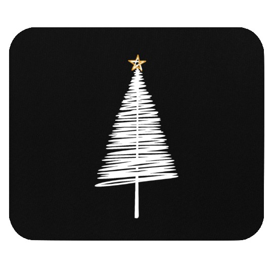 White Christmas Tree Brushstroke with Golden Star Mouse Pads