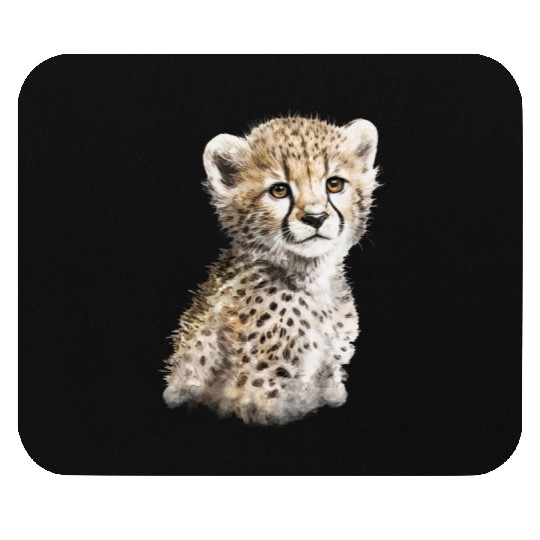 Baby Cheetah Cute Watercolor Painting Portrait Mouse Pads