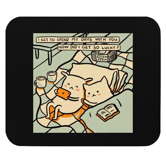 Lucky Cat Couple Lover Funny Kitty Motivation Love Mouse Pads