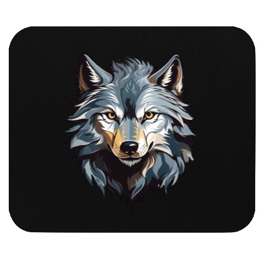 Majestic Wolf Face Illustration Mouse Pads