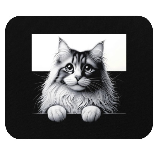 More Treats persian 1- Cute realistic cat drawing Mouse Pads