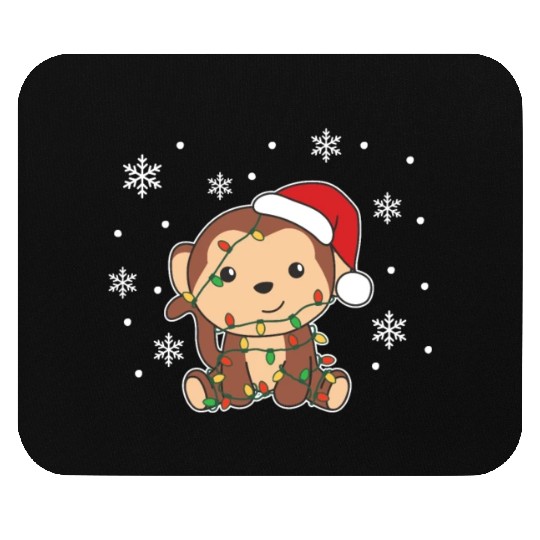 Monkey Christmas Winter Animals Monkeys Mouse Pads