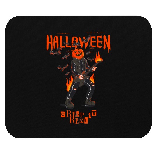 Pumpkin rock n roll bat guitar spooky gift idea Mouse Pads