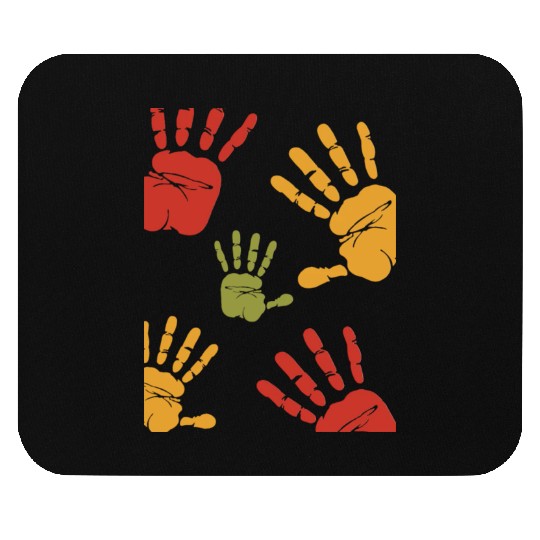 Red Green Orange Colorful Handprint Illustration Mouse Pads