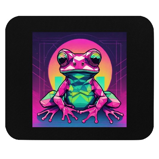 Geometric Synthwave Frog Mouse Pads