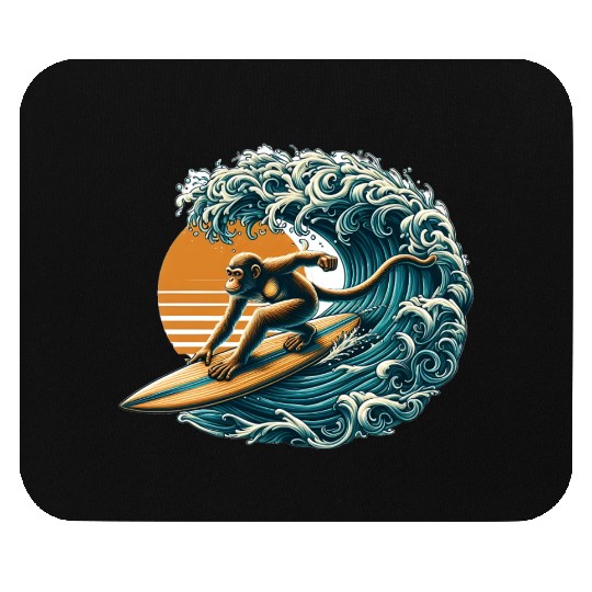 Surfing monkey Mouse Pads