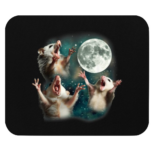 Three Possum Moon 3 Opossum Funny Weird Cursed Mem Mouse Pads