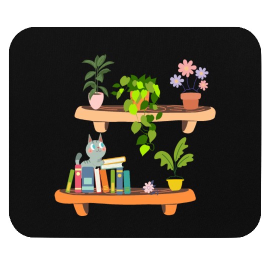Plants Cats And Books Bookish Cat Aesthetic- Funny Mouse Pads