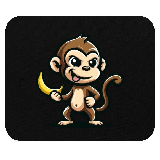 Monkey With Banana Cheeky Mouse Pads