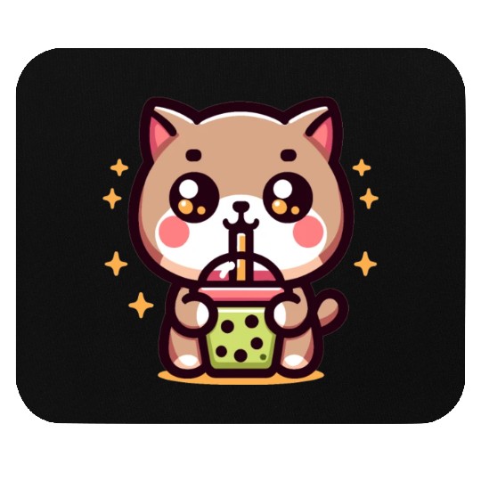Cat Bubble Tea Boba Kawaii Mouse Pads