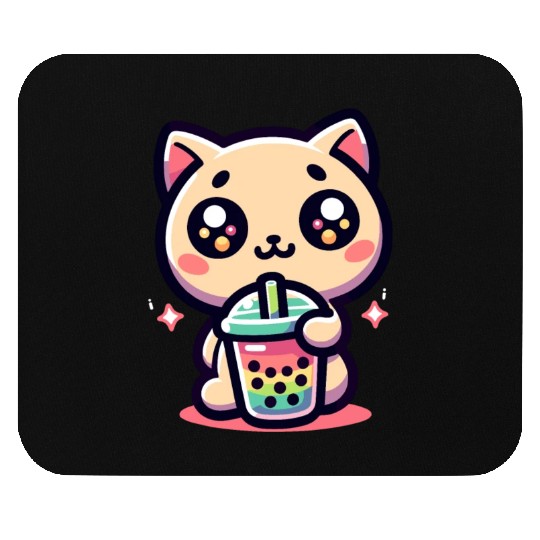 Cat Bubble Tea Boba Kawaii Mouse Pads