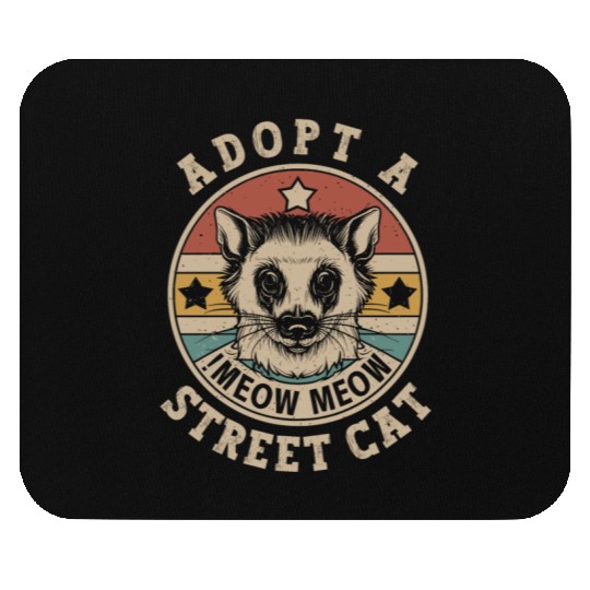Adopt A Street Cat Funny Opossum Vintage Retro Mouse Pads