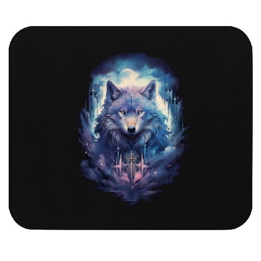 Mystic Moon Wolf Guardian Mouse Pads
