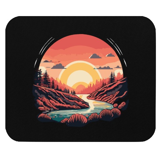 Simple Mouse Pads design, sun shining over the river.