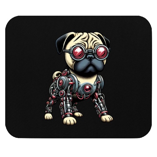 Dog Pug Robot Cyborg Mechanical Mouse Pads