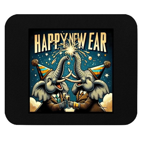 New Year's Eve Elephant Cheers with Champagne Mouse Pads