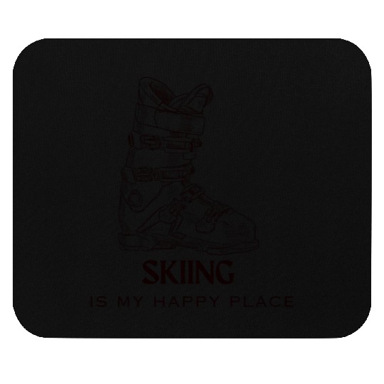 Skiing is my happy place Mouse Pads