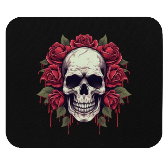 Skull rose grunge aesthetics goth roses gift Mouse Pads