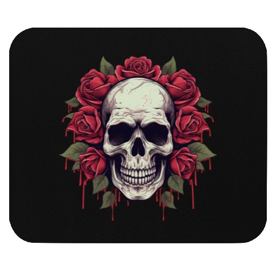 Skull rose grunge aesthetics goth roses gift Mouse Pads