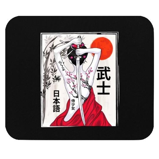 Vintage Japanese Samurai Culture Sakura Scenery Mouse Pads